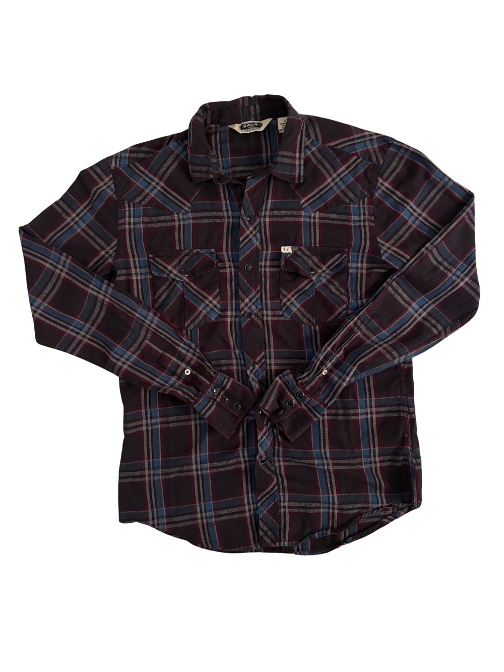1970’s Salt Western Plaid Button-Up Shirt - Brown/Blue